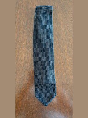 LNWOT Mitchells of Westport Plain Black Grenadine Silk Tie 3.25" Made in Italy